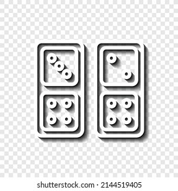 Domino simple icon vector. Flat desing. White with shadow on transparent grid.ai
