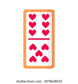 Domino six by five hearts bone cookie with heart for Valentine's Day or wedding. Board games concept.