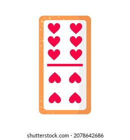 Domino six by four hearts bone cookie with heart for Valentine's Day or wedding. Board games concept.