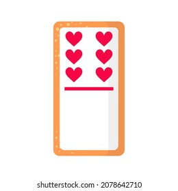 Domino six by zero hearts bone cookie with heart for Valentine's Day or wedding. Board games concept.
