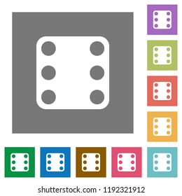 Domino six flat icons on simple color square backgrounds