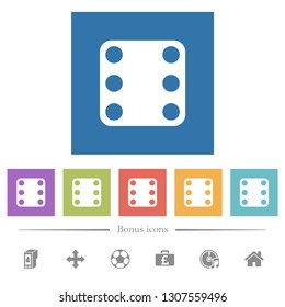 Domino six flat white icons in square backgrounds. 6 bonus icons included.