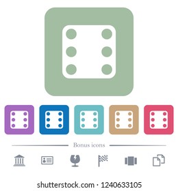 Domino six white flat icons on color rounded square backgrounds. 6 bonus icons included