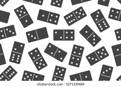 Domino Stones in Black Seamless pattern on white background. Board game