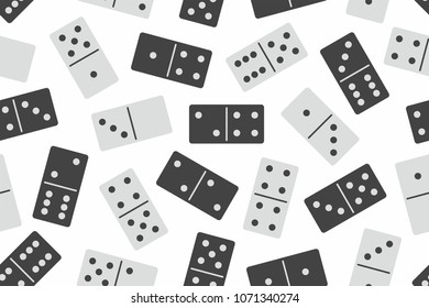 Domino Stones in Black and white Seamless pattern on white background. Board game