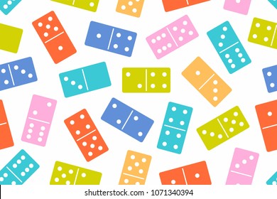 Domino Stones in Farbe Nahtlose Muster auf weißem Hintergrund. Brettspiel