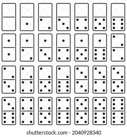 Domino stones full set. Dominoes game bones. Vector