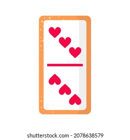 Domino tres por tres corazones galleta de huesos con corazón para el día de San Valentín o la boda. Concepto de juegos de mesa.