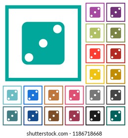Domino three flat color icons with quadrant frames on white background