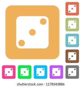 Domino three flat icons on rounded square vivid color backgrounds.