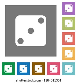 Domino three flat icons on simple color square backgrounds