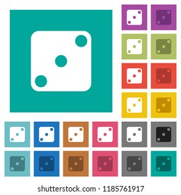 Domino three multi colored flat icons on plain square backgrounds. Included white and darker icon variations for hover or active effects.