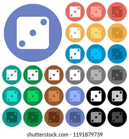 Domino three multi colored flat icons on round backgrounds. Included white, light and dark icon variations for hover and active status effects, and bonus shades.