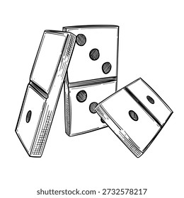 domino tile vector line art hand drawn illustration