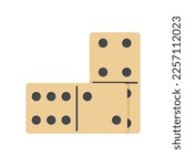 Domino tiles. Board game elements. Two dominoes with different numbers of dots. Color icon of popular board game for children and adults. Vector illustration isolated on white background