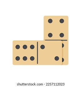 Domino tiles. Board game elements. Two dominoes with different numbers of dots. Color icon of popular board game for children and adults. Vector illustration isolated on white background