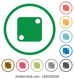 Domino two flat color icons in round outlines on white background