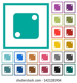 Domino two flat color icons with quadrant frames on white background