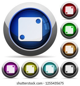 Domino two icons in round glossy buttons with steel frames