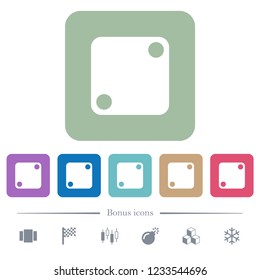 Domino two white flat icons on color rounded square backgrounds. 6 bonus icons included