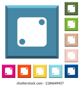 Domino two white icons on edged square buttons in various trendy colors