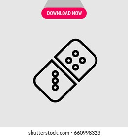 Domino vector icon,  Rectangular object with dots on it that is used in a game symbol. Simple, modern flat vector illustration for mobile app, website or desktop app 