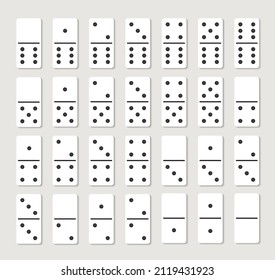 Domino vector set piece game board flat icon. Domino card set vector game