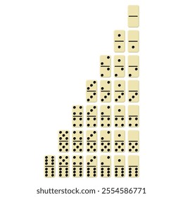 Domino vector set piece game board flat icon. Domino card set vector game