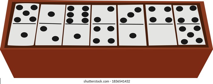 Dominoes in box, illustration, vector on white background