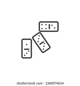 Dominoes dice line icon. linear style sign for mobile concept and web design. Domino game outline vector icon. Symbol, logo illustration. Pixel perfect vector graphics