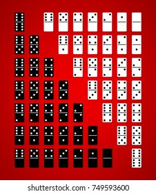 Dominoes. Full set of white and black variants. Vector illustration