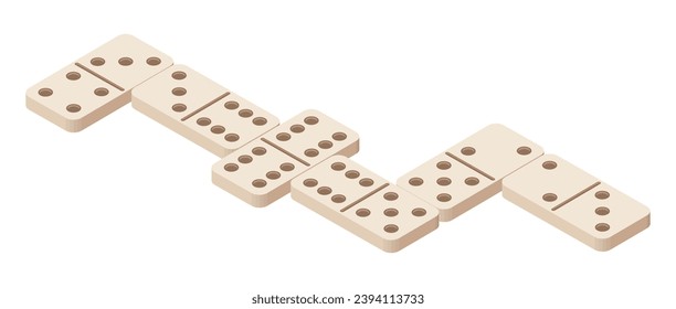 Juego de dominó. Clipart de casino isométrico. Vector.