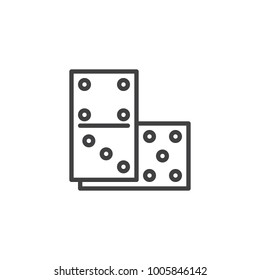 Dominoes line icon, outline vector sign, linear style pictogram isolated on white. Casino and gambling symbol, logo illustration. Editable stroke