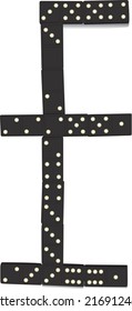 Dominoes lying down in a pound sterling currency shape