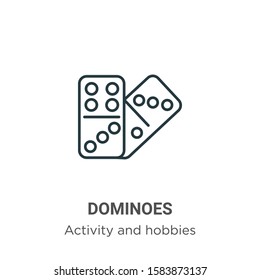 Dominoes outline vector icon. Thin line black dominoes icon, flat vector simple element illustration from editable activity and hobbies concept isolated on white background
