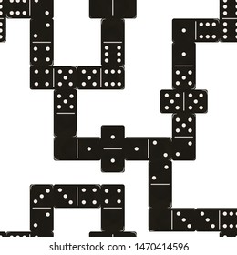 Dominoes seamless pattern background. Black block Vector illustration