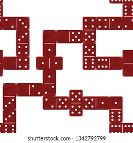 Dominoes seamless pattern background. Red domino block Vector illustration