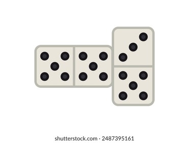 Dominoes together on white background