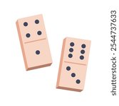 Dominoes. Two dominoes with different numbers of dots. Game, symbol of good luck. Vector illustration