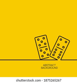 Dominoes Vektorsymbol im linearen Stil auf gelbem Hintergrund.