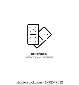 Dominoes Vector Line Icon. Simple Element Illustration. Dominoes Outline Icon From Activity And Hobbies Concept. Can Be Used For Web And Mobile
