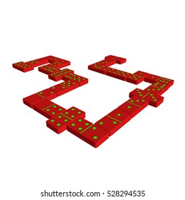 Dominoes.Isolated on white background. 3d Vector illustration.