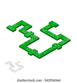 Dominoes.Isolated on white background. 3d Vector illustration.3d isometric style.