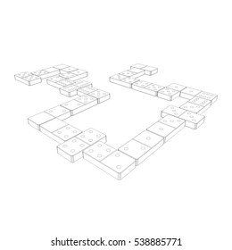 Dominoes.Isolated on white background. Vector outline illustration.