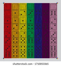 Dominos - game play illustration - graphical template - children board game