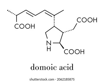 Domosäure-Algengift-Molekül. Verantwortlich für amnesische Muschelvergiftung (ASP). Skelettformel.