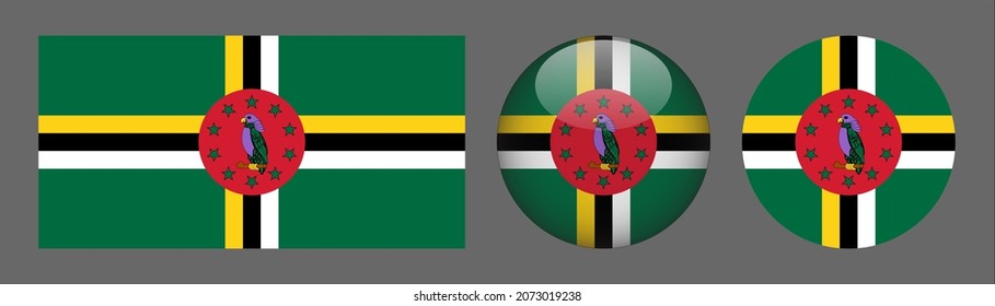 Domonica flag set collection, button rounded, flat rounded.