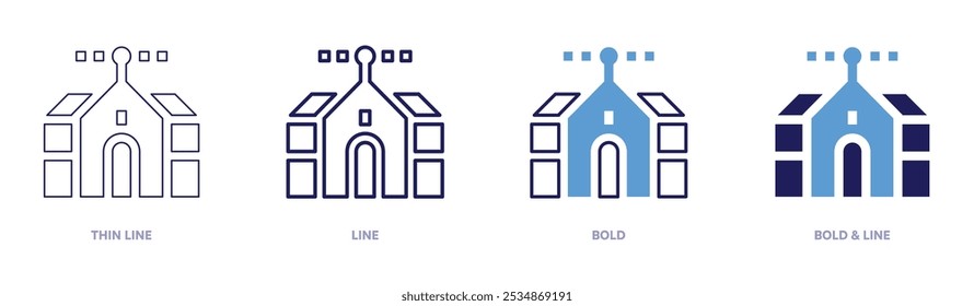 Domotic applications icon in 4 different styles. Thin Line, Line, Bold, and Bold Line. Duotone style. Editable stroke.