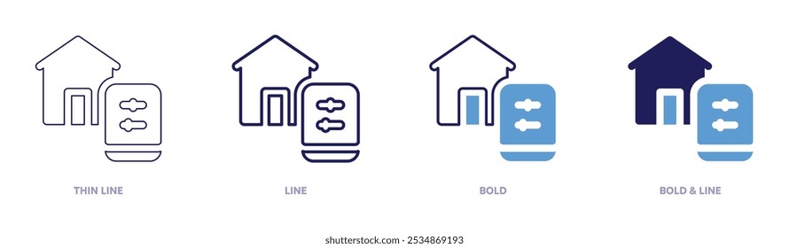 Domotic automation icon in 4 different styles. Thin Line, Line, Bold, and Bold Line. Duotone style. Editable stroke.