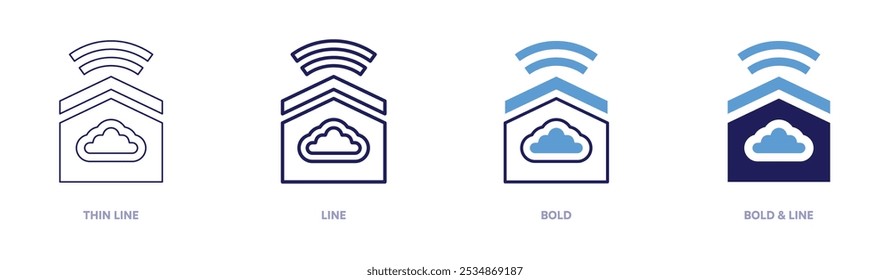 Domotic climate icon in 4 different styles. Thin Line, Line, Bold, and Bold Line. Duotone style. Editable stroke.